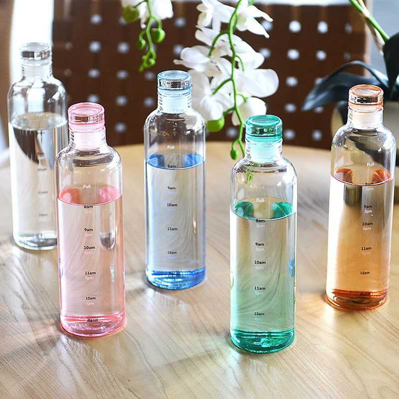500ml Transparent Timeline Bottle – Motivational Water Bottle with Time Markers